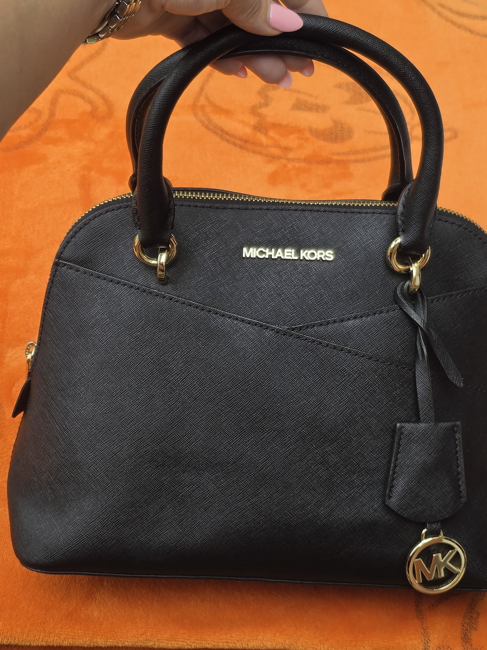 Michael Kors Black Saffiano Leather Dome Satchel